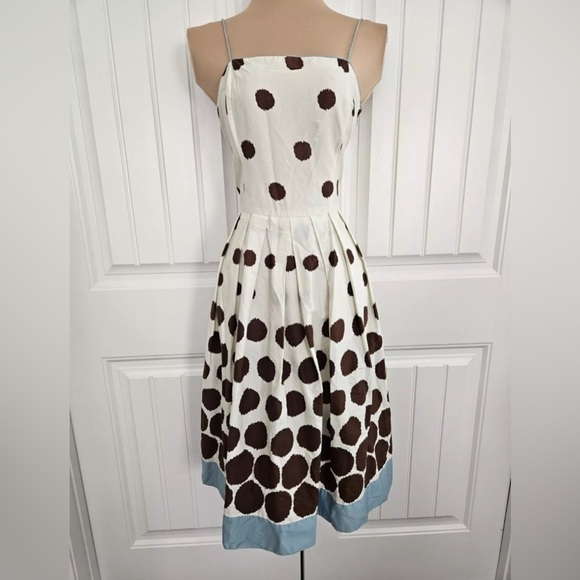 Willow Glen New York Retro 50's Style Dress Size 8 Ivory Blue And Brown. B3 - Picture 1 of 6